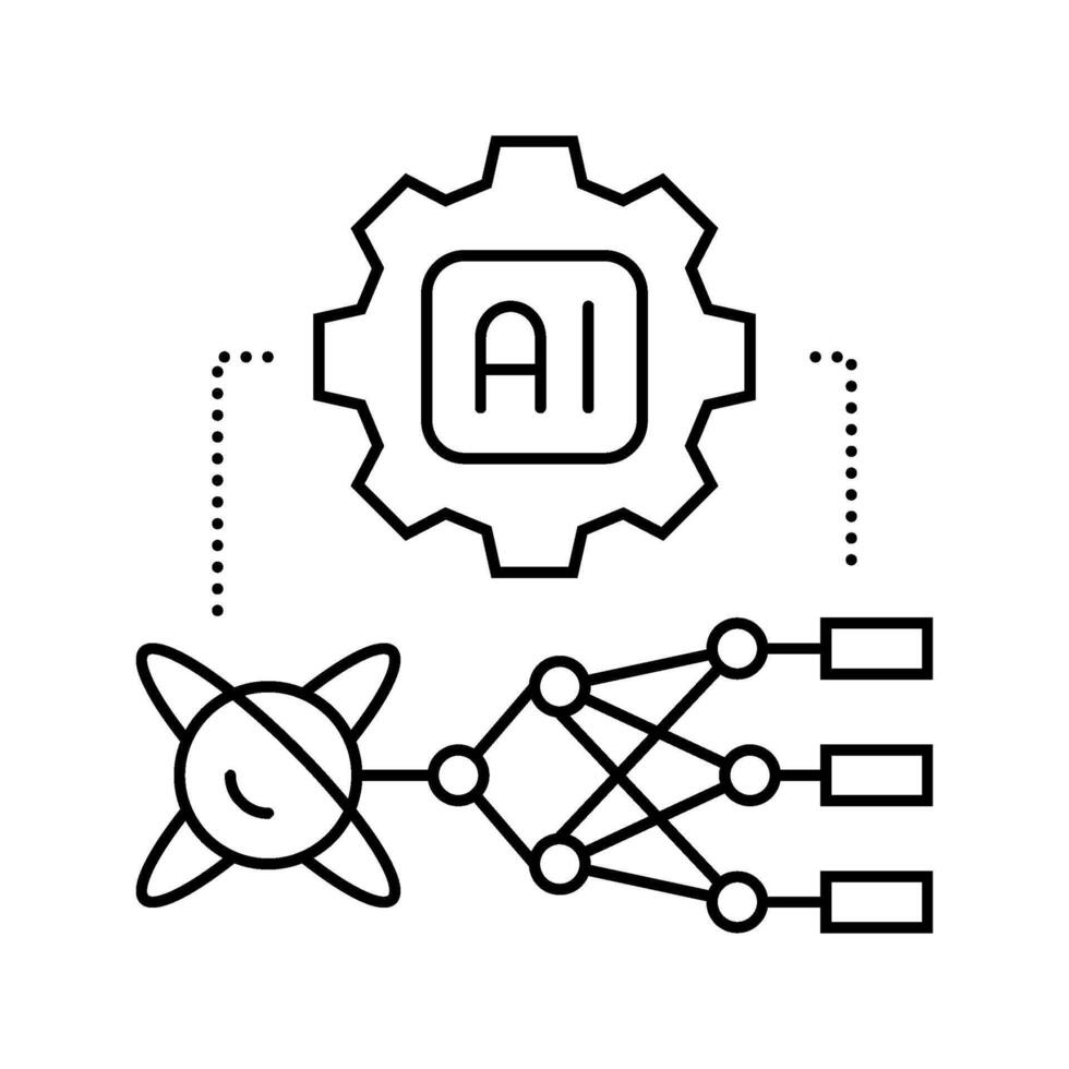 ai and computing merge quantum computer line icon emblem vector