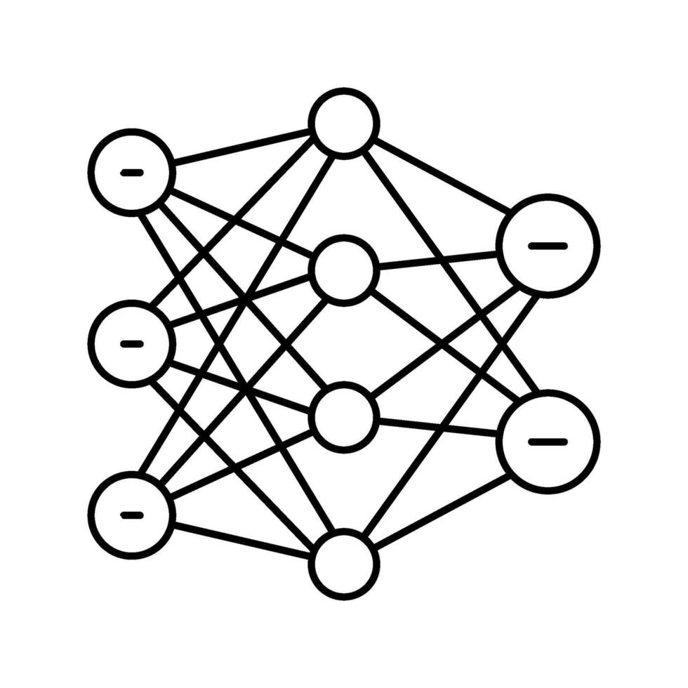 neural network ai integration line icon constituent vector