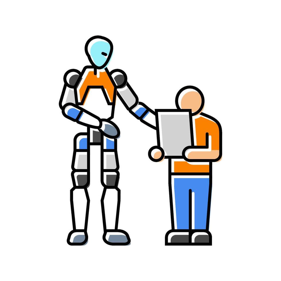 robot child interaction social robotics color icon item vector