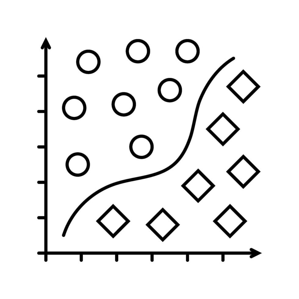 classification machine learning line icon component vector