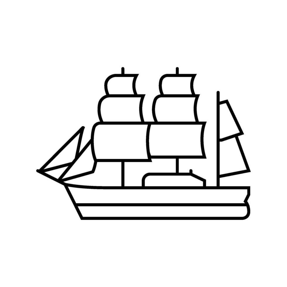 ship with sails geographical discoveries line icon fragment vector