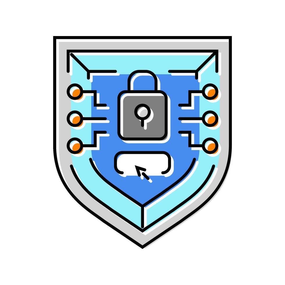 cybersecurity shield data center color icon unit vector