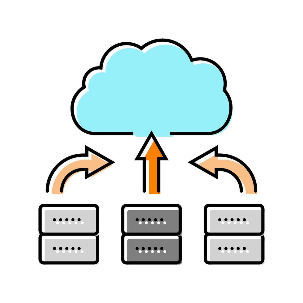 server virtualization data center color icon object vector