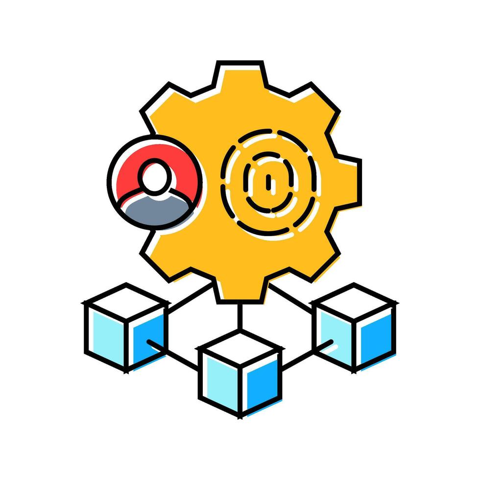 blockchain establecido identidad verificación color icono módulo vector