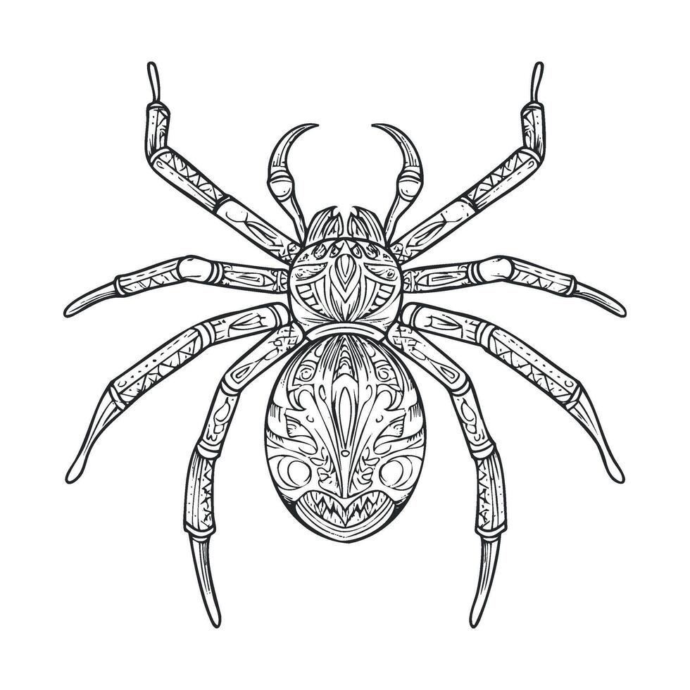 Intricate spider design with detailed patterns and fine lines vector