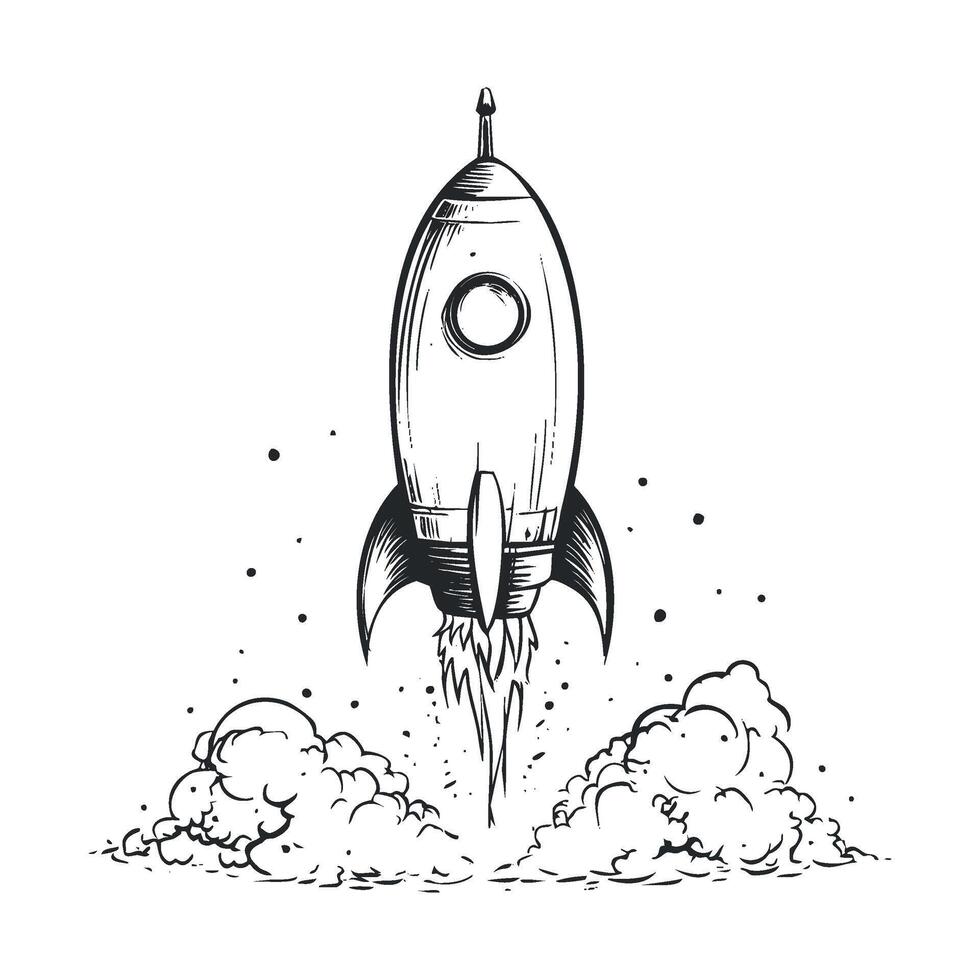 Rocket launch concept for outer space exploration and adventure vector