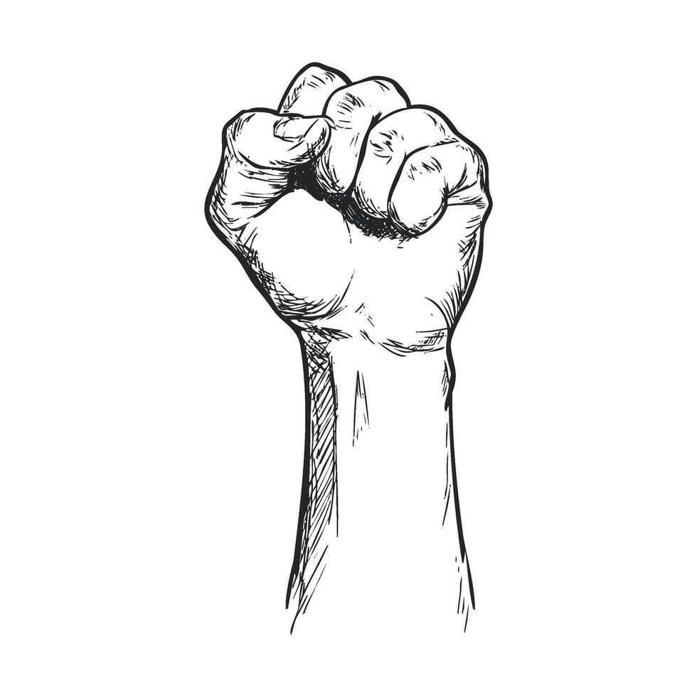 Empowering raised fist symbolizing strength and unity for movements vector