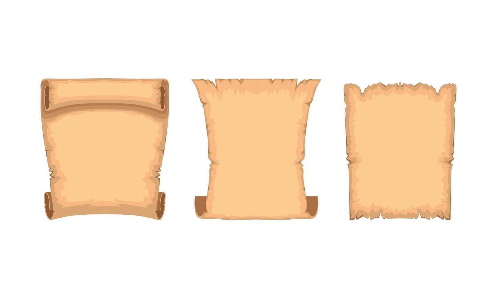 Ancient Papyrus Scrolls Set, Old Paper Parchments with Space for Text Illustration vector