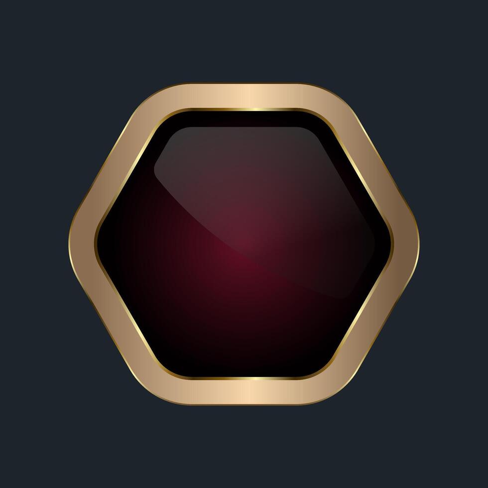 Luxury Red Hexagon Button with striking hexagonal design, smooth, glossy surface, Its deep red-to-black gradient center glows with richness. banner illustration vector