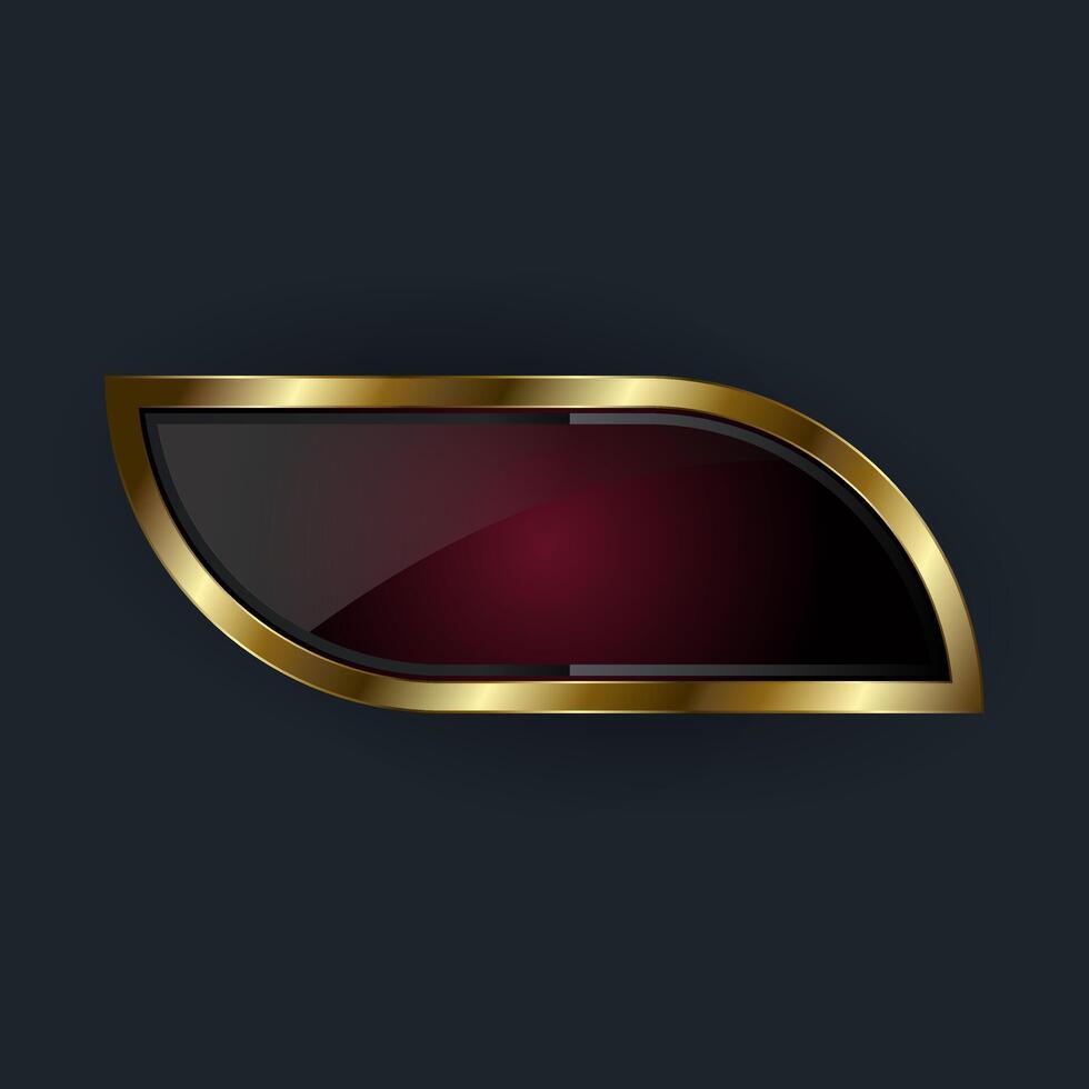A Luxury shiny red button design for web UI and Digital Icon with Smooth rounded edges in lustrous gold border, illustration vector