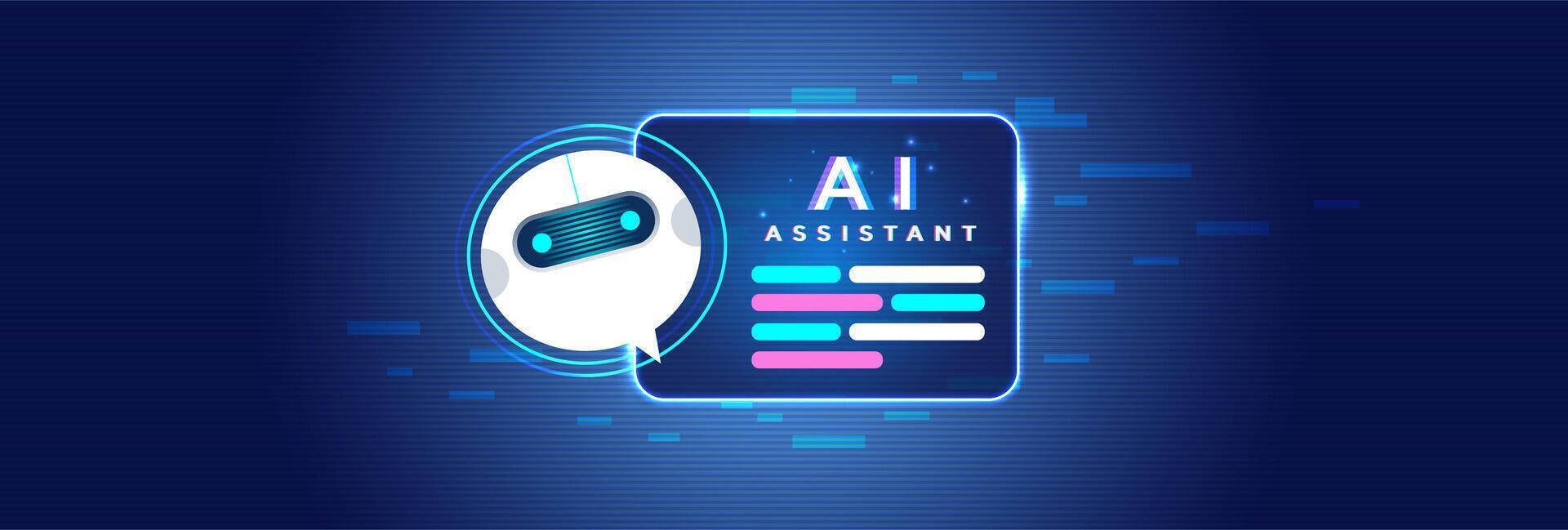 AI Virtual Assistant Chatbot with Glowing Digital Interface vector