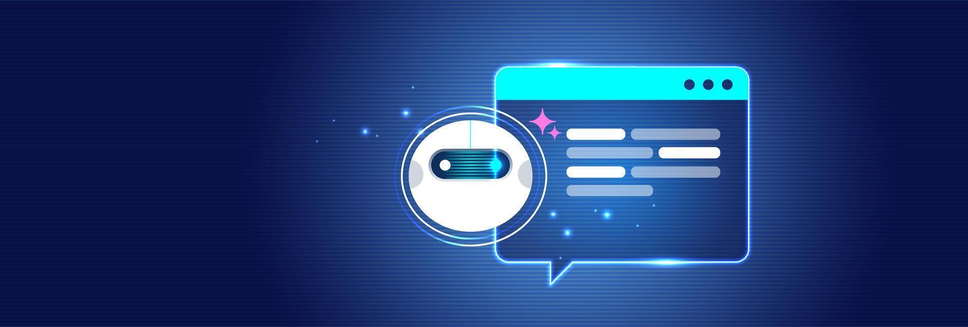 Futuristic AI Chatbot Assistant with Speech Bubble on Digital Interface vector