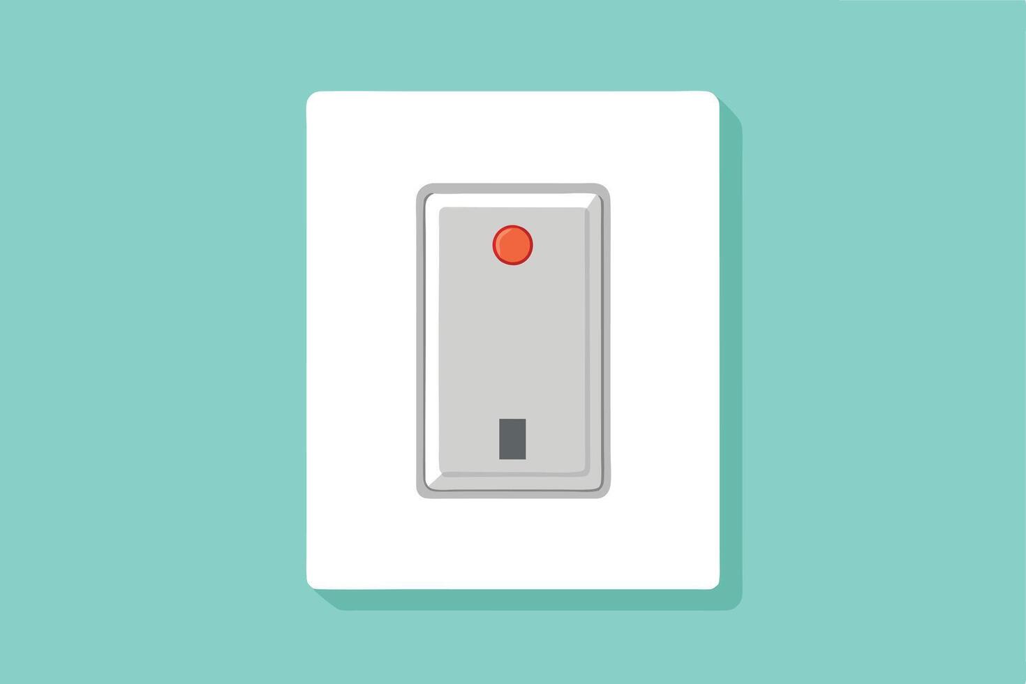 Serene Minimalist Illustration of a Red Indicator Light on a Wall Switch in a Calm Teal Setting vector