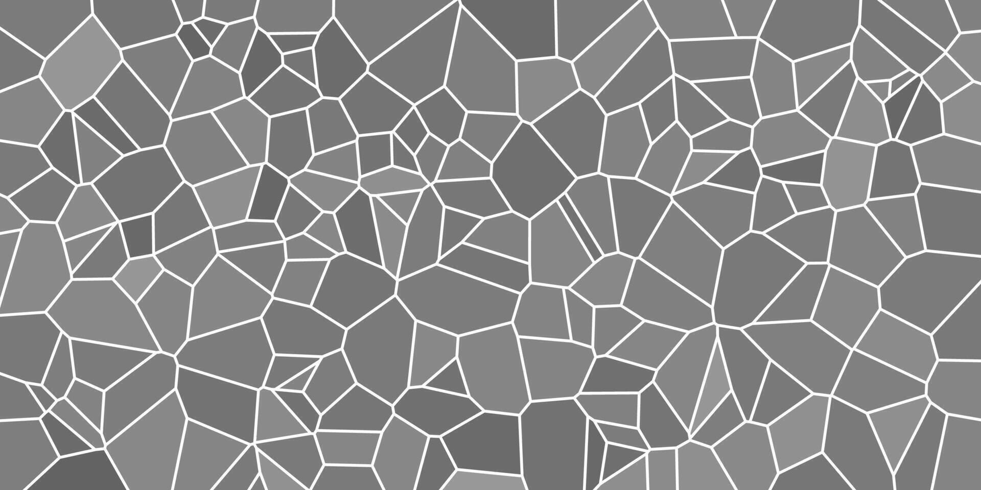 Abstract geometric mosaic pattern with irregular polygon shapes in shades of gray and white lines. vector