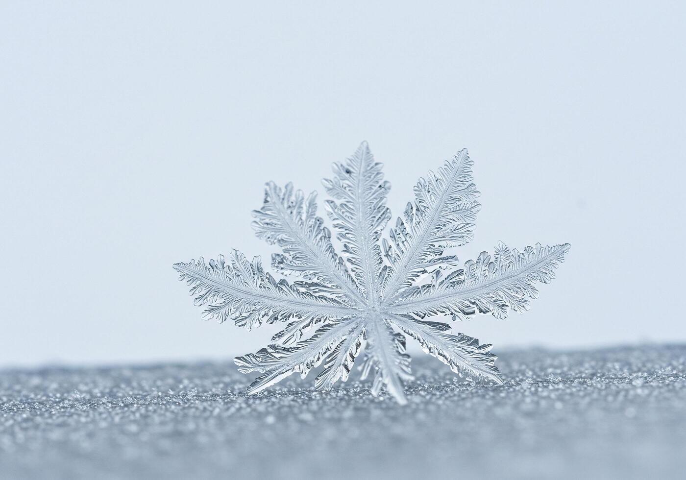 A single snowflake with intricate crystalline structure on a textured surface photo