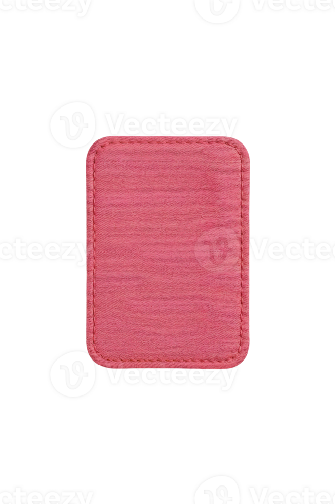 Textured pink rectangular shape object with rounded edges and stitching detail isolated on a clean png