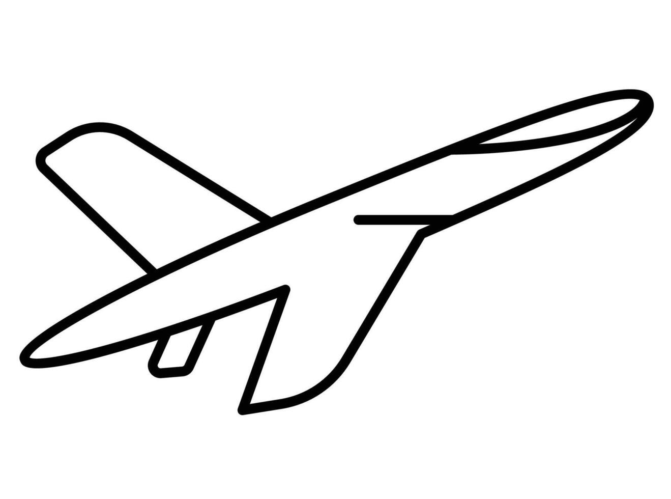 Simple Line Drawing of a Stylized Airplane in Flight Outline Design vector