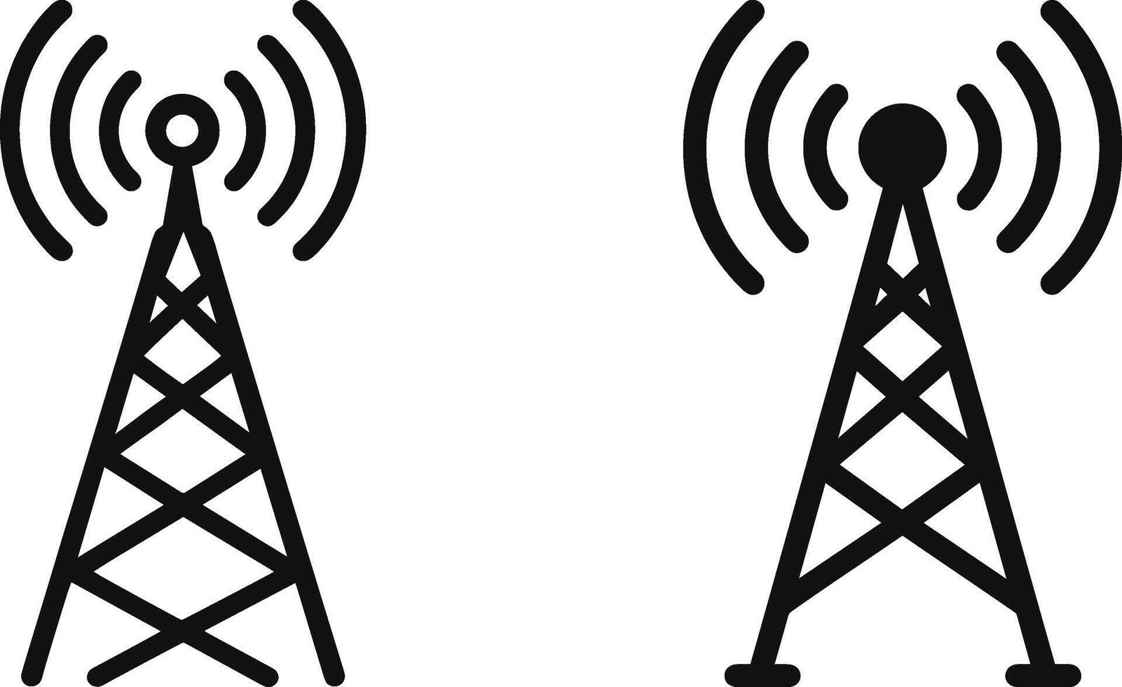 Silhouette Icons of Network Signal Towers for Telecom and Wireless Communication vector