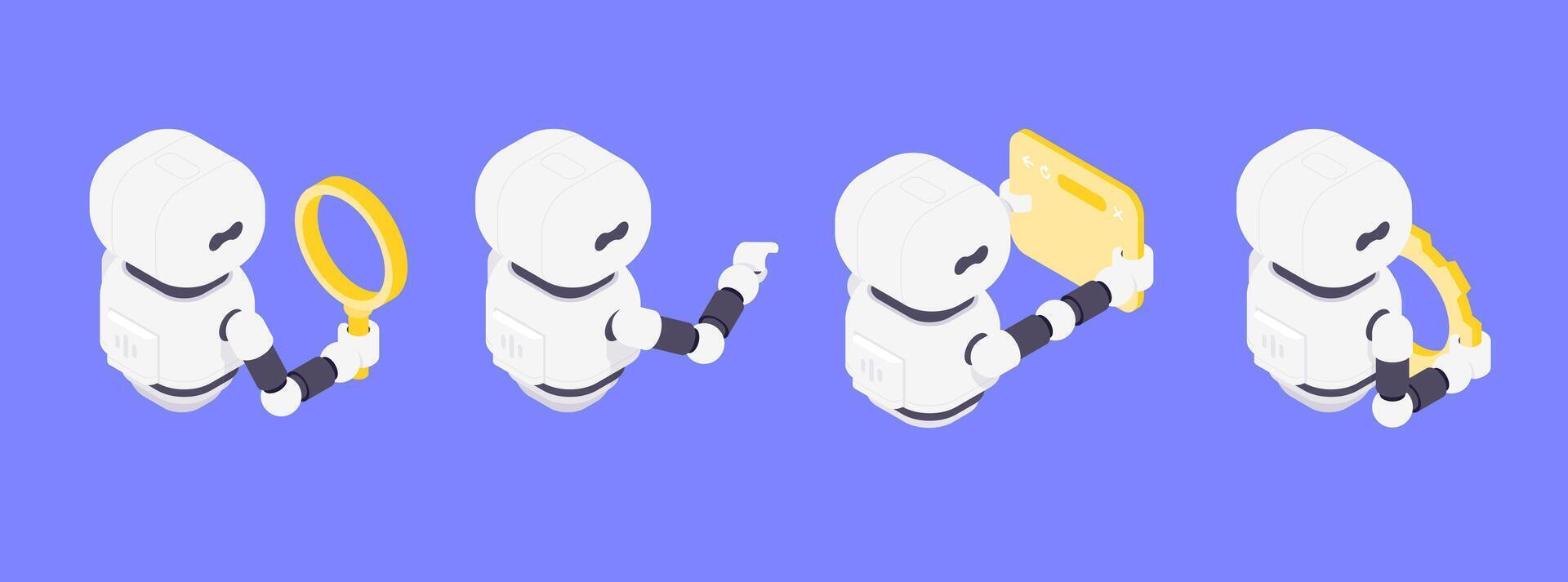 Robots interacting with tools and devices vector