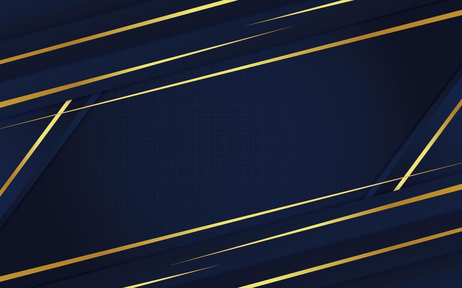 Abstract Shiny Gold Lines Diagonal Overlap Luxurious Dark Navy Background vector