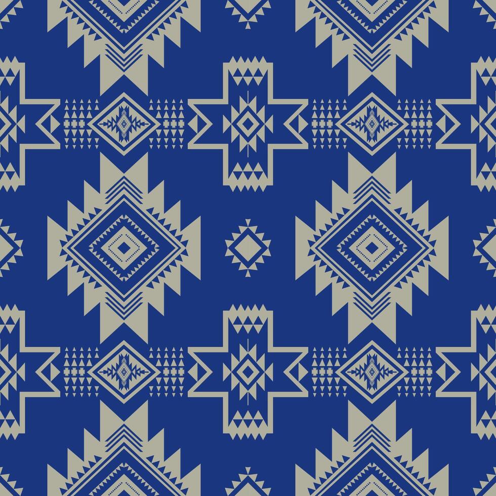 Modern Native American pattern. Blue color aztec southwestern Navajo geometric shape seamless pattern. Ethnic geometric pattern use for fabric, textile, home decoration elements, upholstery. vector