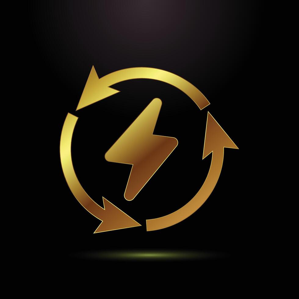 dorado energía ciclo un simbólico representación de sostenible y renovable poder Generacion con continuo circulación vector