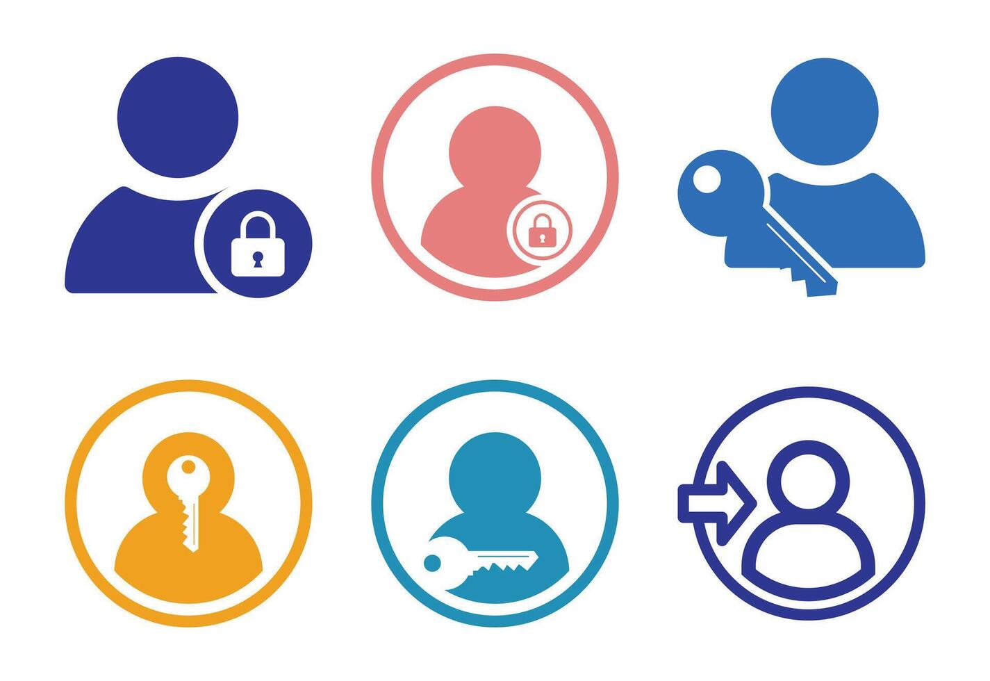 Account Security and Access Icons Depicting Login, Privacy, and User Authentication Concepts vector