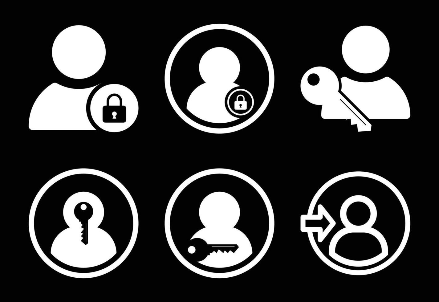 Collection of User Account Icons Access Control and Login with Key Security Symbols vector