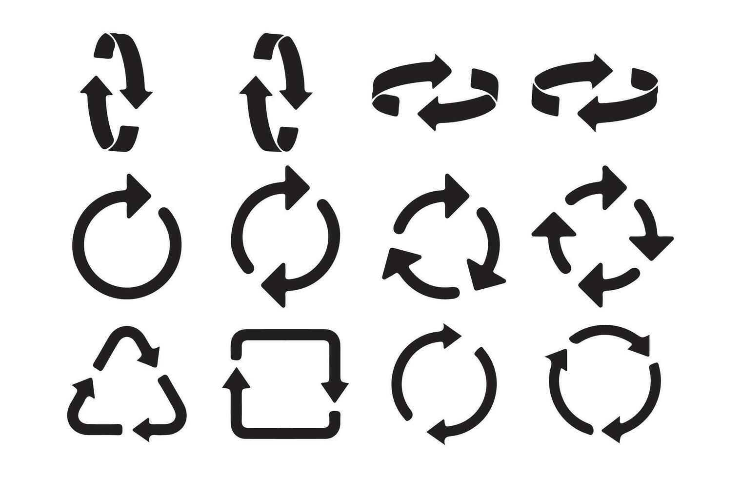 circular flecha íconos colocar. actualizar, recargar, reciclar simbolos vector