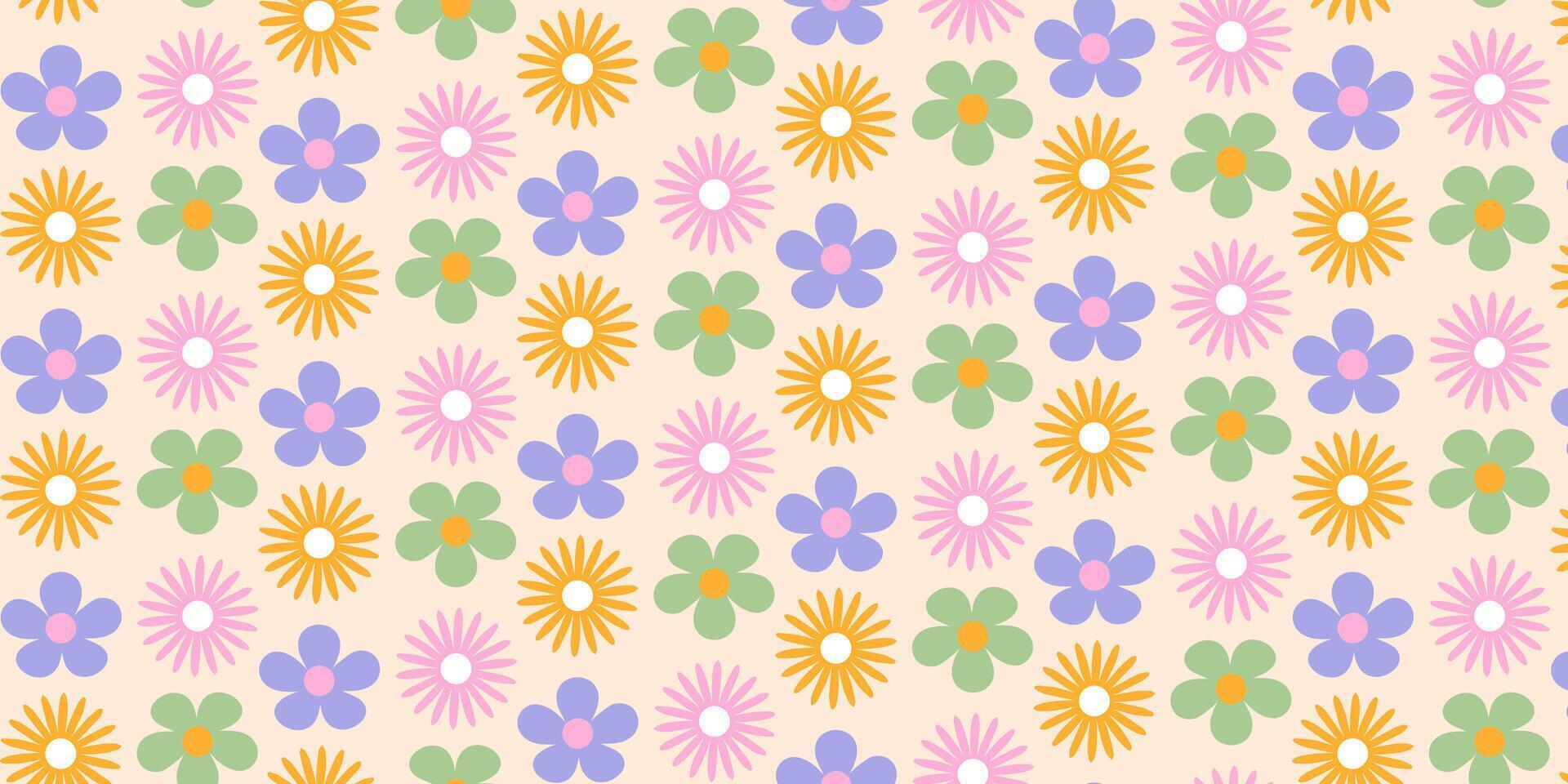 a pattern with many different flowers on it vector