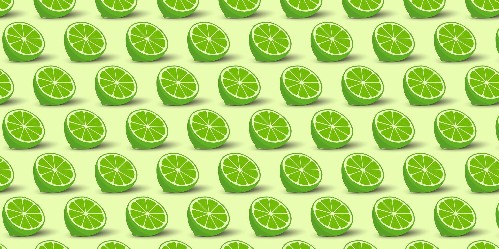 lime slices on a green background lemon pattern on green vector