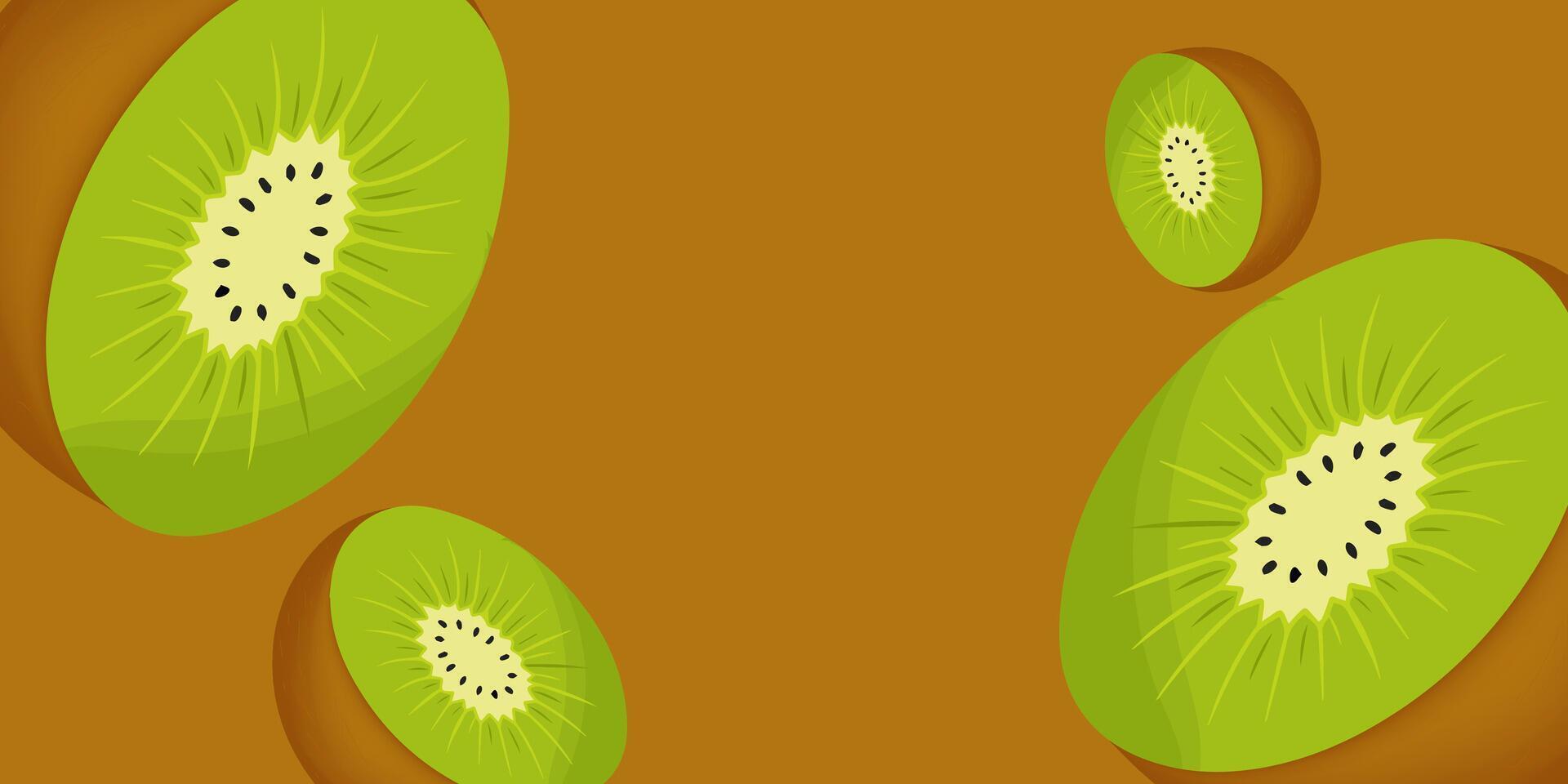 kiwi fruit on brown background and copy space for text vector