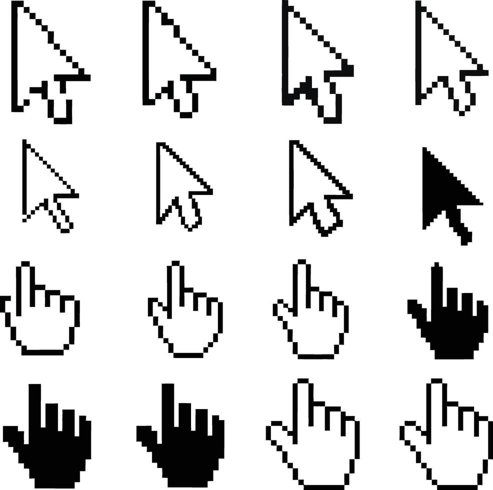 Pixel mouse cursor icons vector
