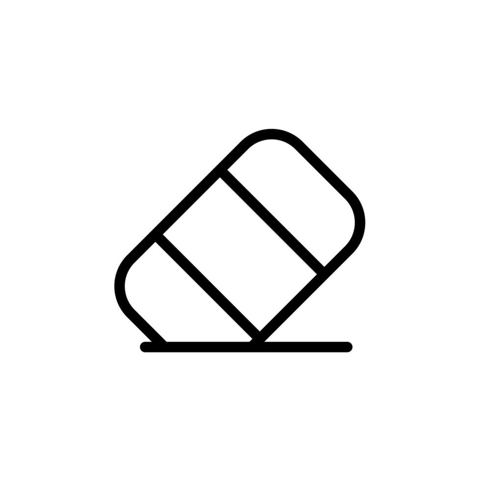 eraser line icon is designed in an easily recognizable style. It's suitable for a variety of visual needs, such as digital media or other graphic design projects vector