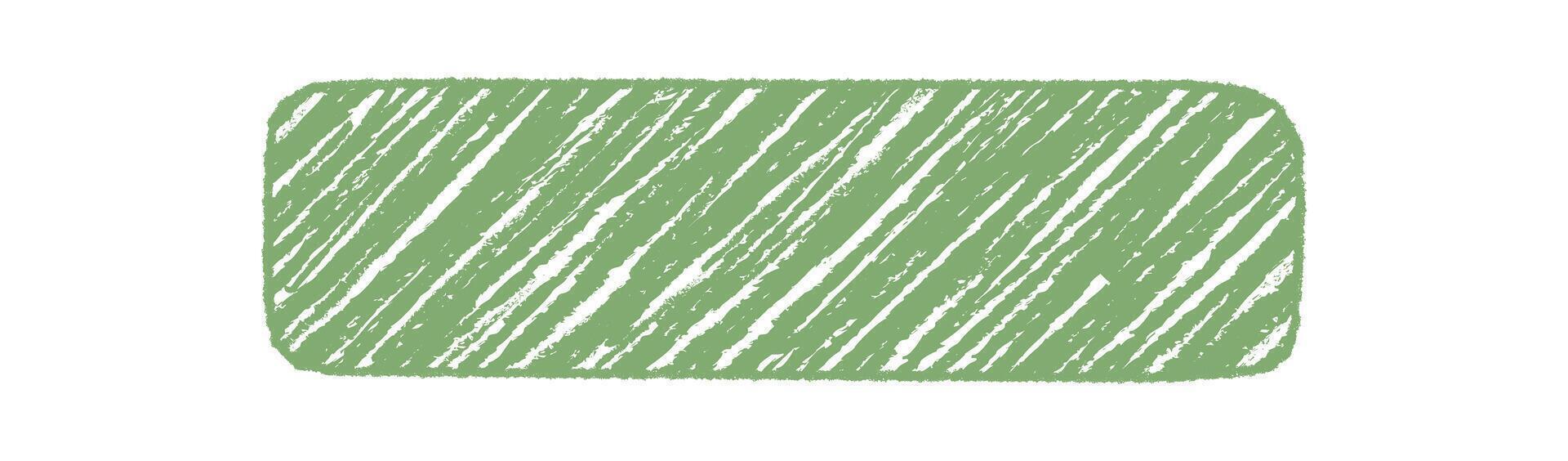 Green crayon scribble creates a diagonal rectangle frame. Organic sketch patch and quote banner, with textured background, ideal for creative card or poster template. vector