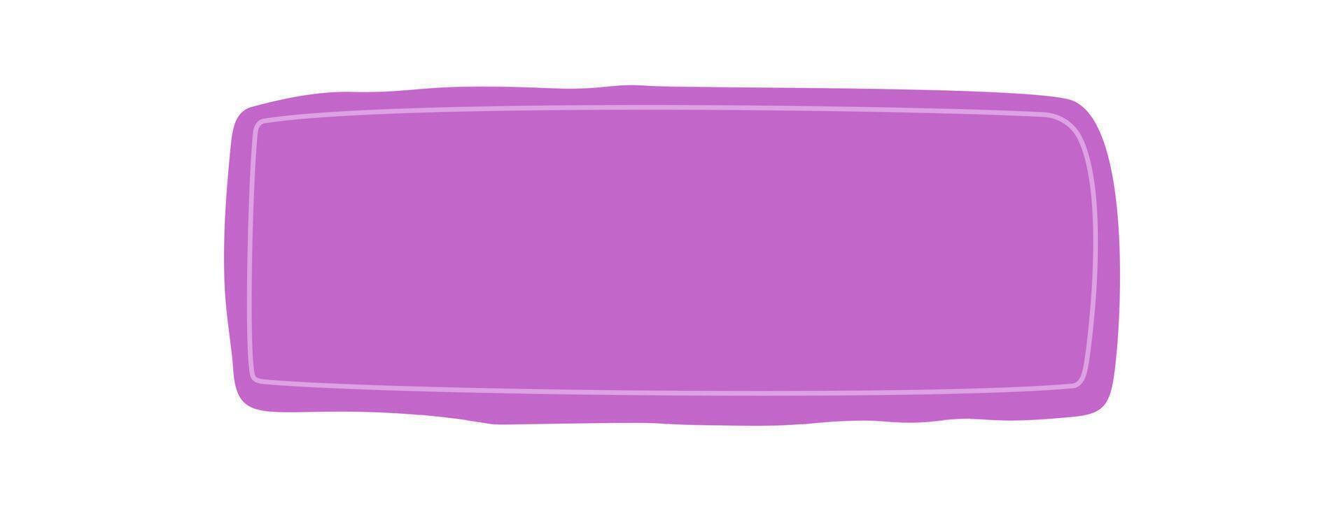 Hand drawn wavy organic frame in purple rectangle template. Quote box with bold color background provides a creative graphic for message or text, perfect as modern conversation or message frame. vector