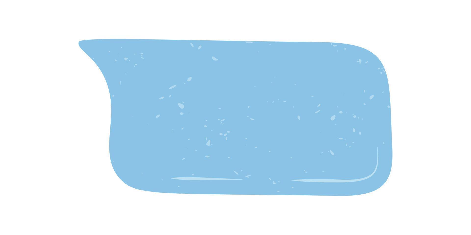 Hand drawn grunge bubble in light blue with organic rectangle shape. Unique chat speech box and message textbox graphic, ideal for communication and talk element in creative projects. vector