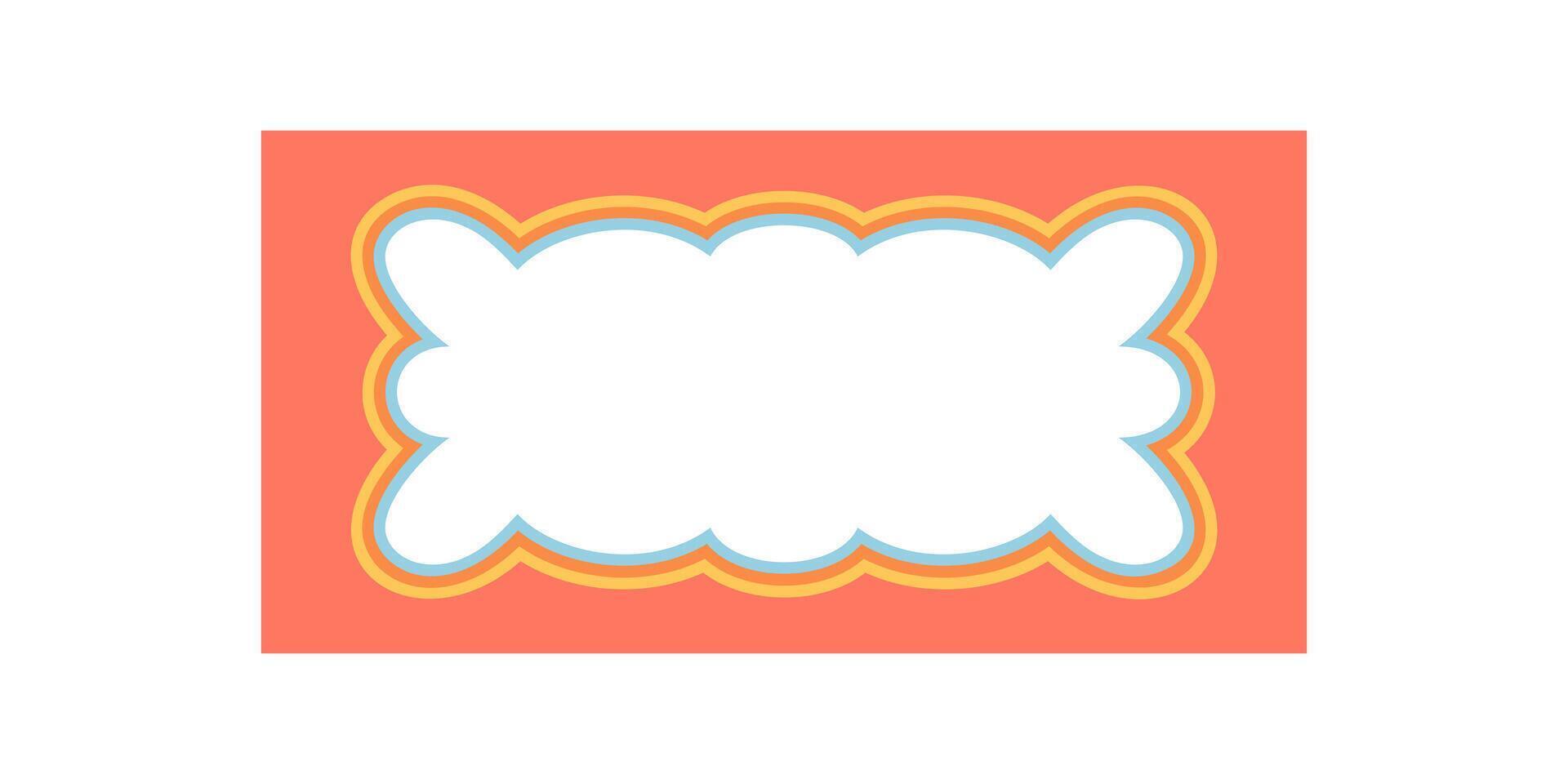 Groovy rectangle with retro bubble border frame. Abstract wavy design with y2k cartoon background. Graphic element adds cool style in modern and trendy formats for creative use. vector