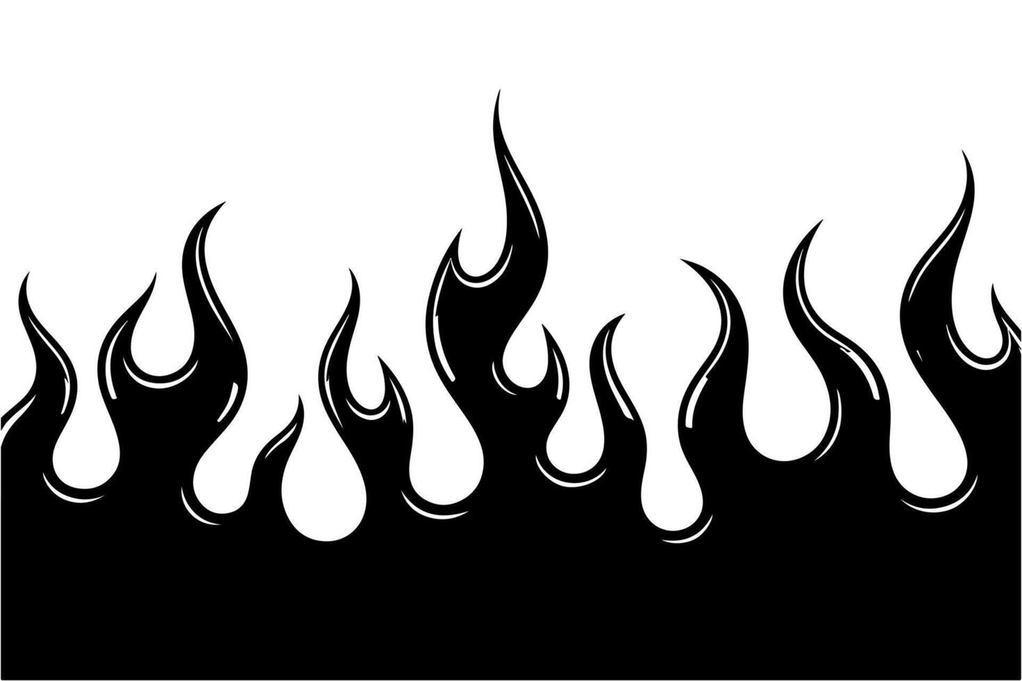 Hand-drawn flame border design element. Fiery pattern with fire shapes. vector