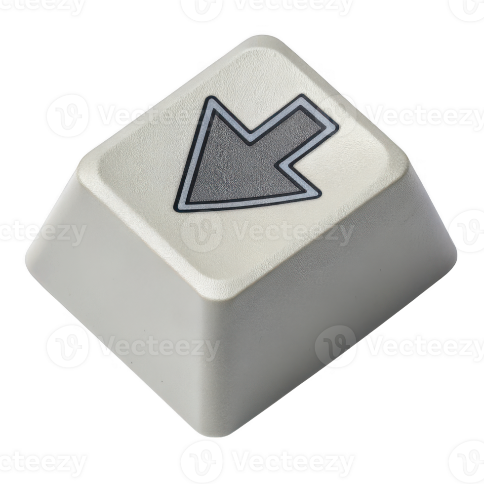 Single white computer keyboard key with a left arrow symbol isolated on transparent background png