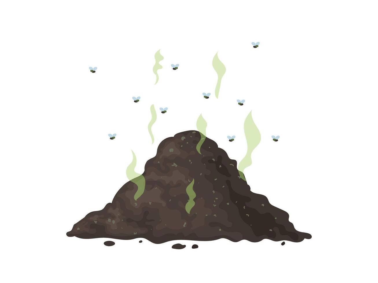 Scenery of the garbage dump, stink, Flies flying around mountains of trash and waste vector