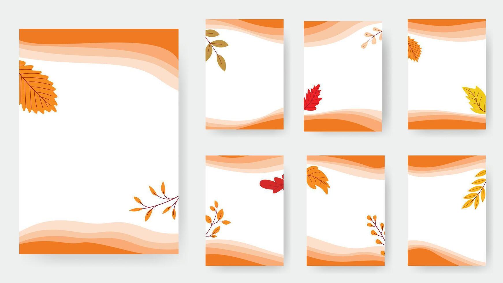 conjunto de otoño texto documento diseños en uniforme estilo vector