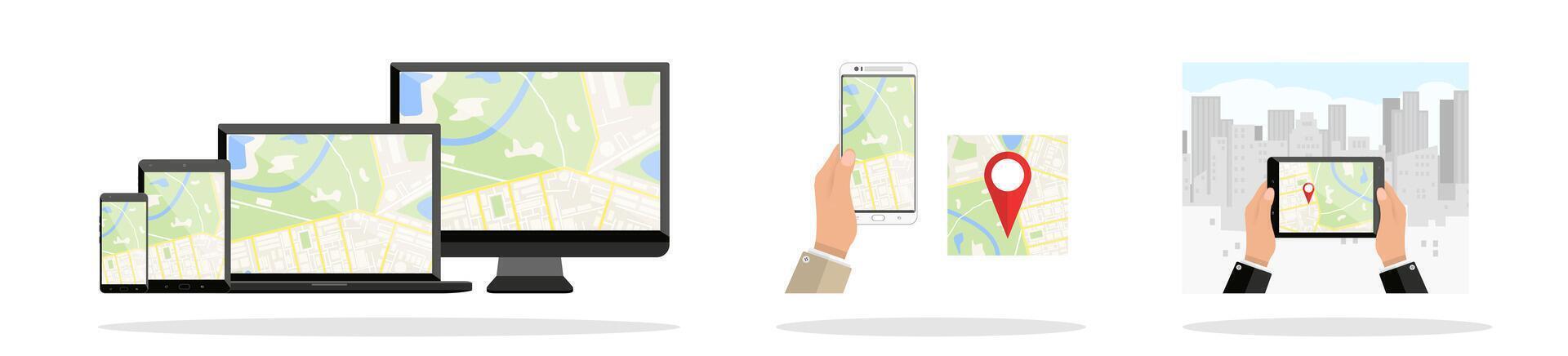 Maps on different devices vector