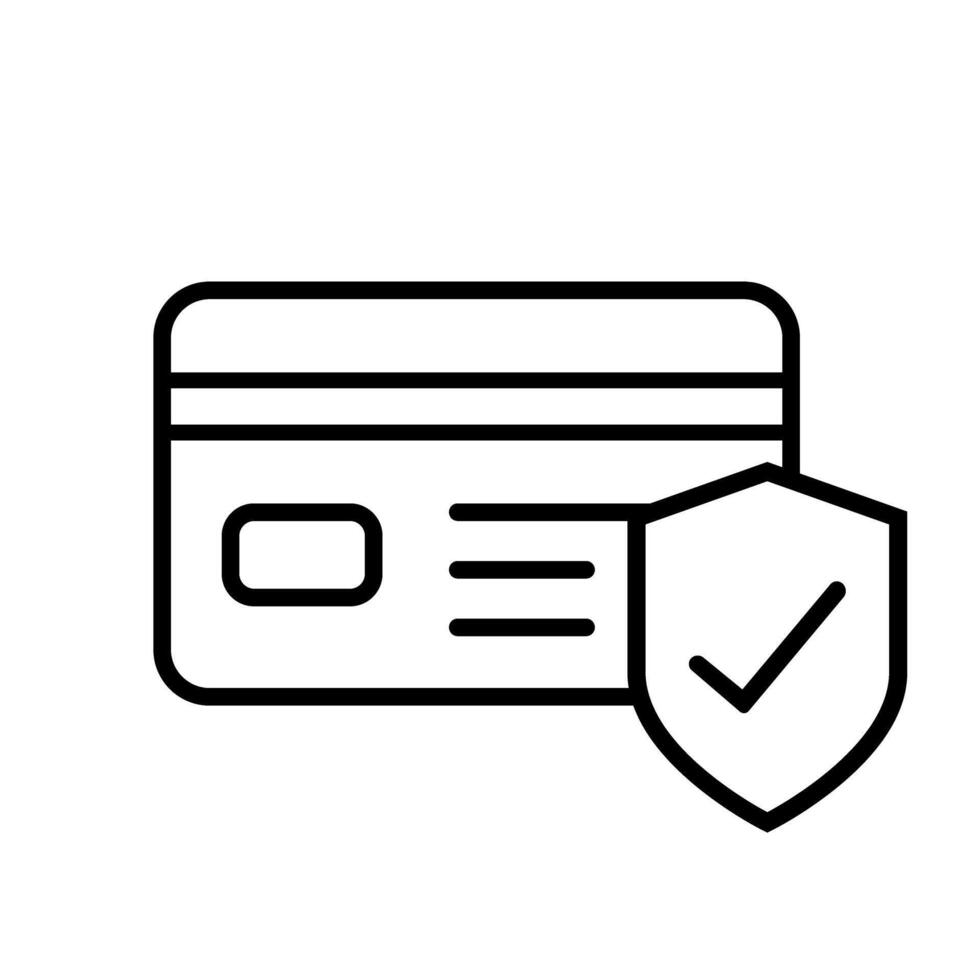 credit card with shield line style icon illustration design, designed for web and app vector