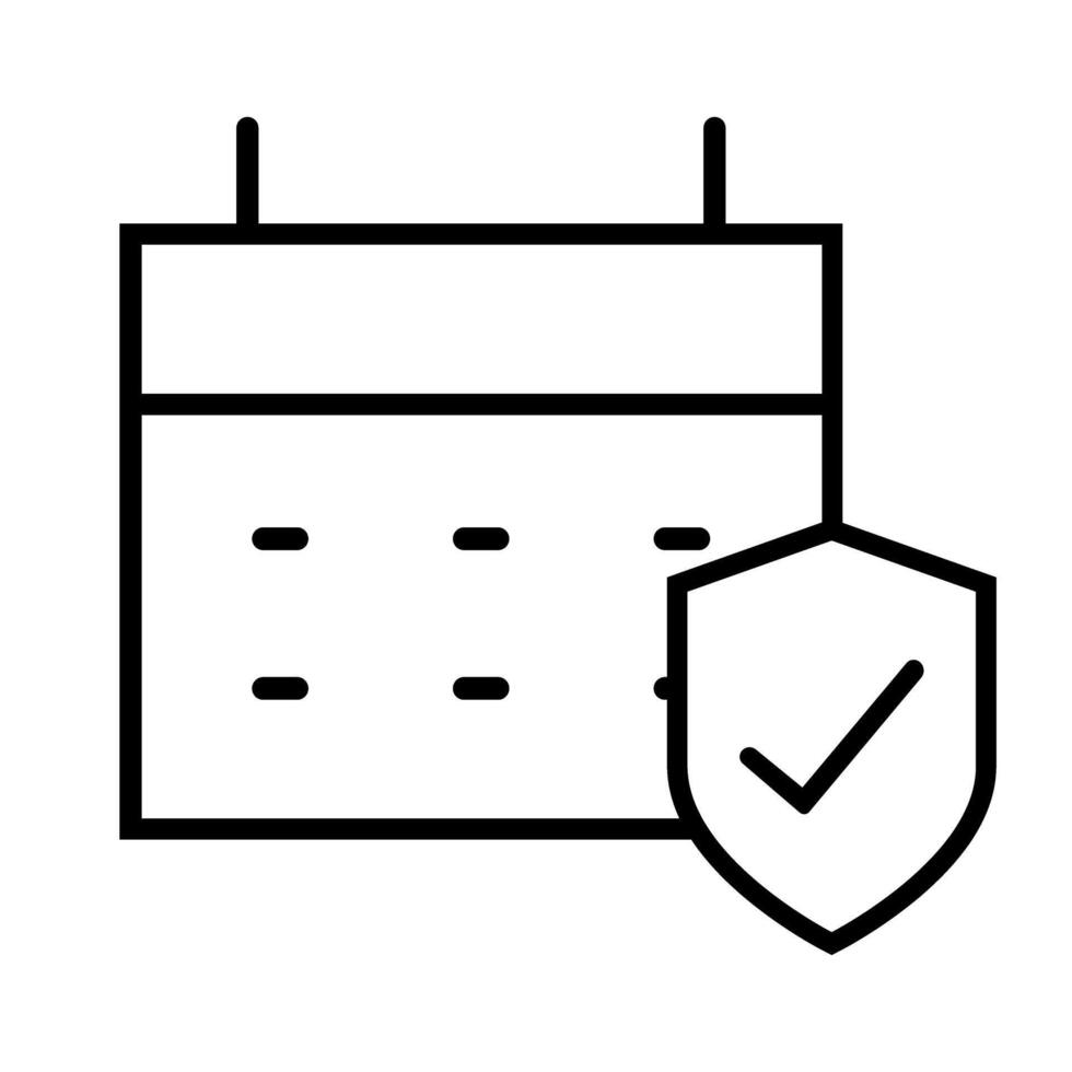 calendar reminder with shield line style icon design of Security system warning protection danger web alert and safe theme illustration vector
