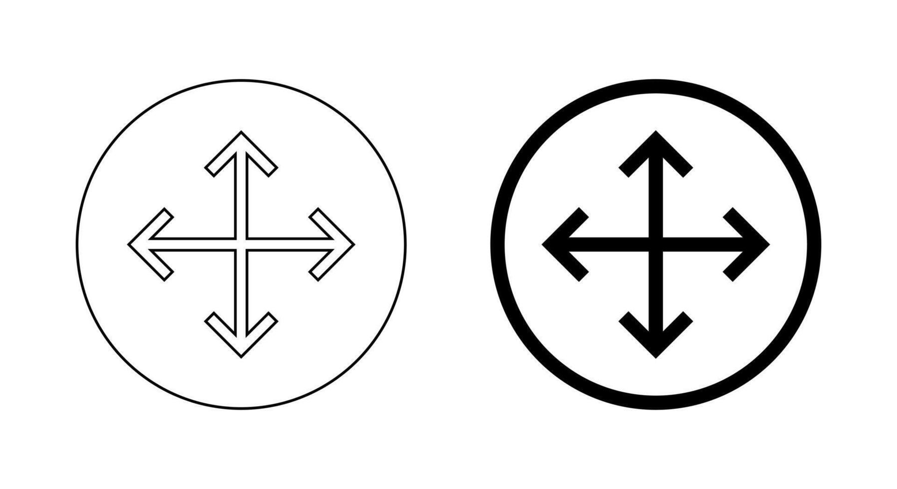 Full screen icon in circular outline. Expand display symbol. Maximize size concept vector