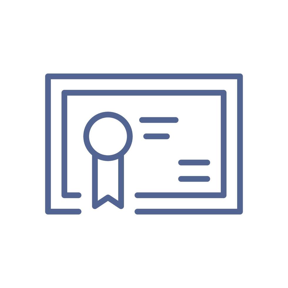 Certificate icon with ribbon and seal symbolizing achievement, diploma, award, recognition, certification, education, or qualification linear element for interface isolated flat illustration. vector