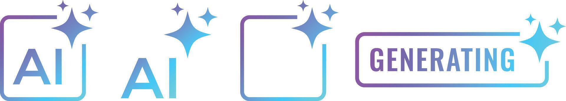AI icon set. generate image, , picture, music, audio and text symbol. sparkle star icons. Computer help assistant signs. Tools for generate from text vector
