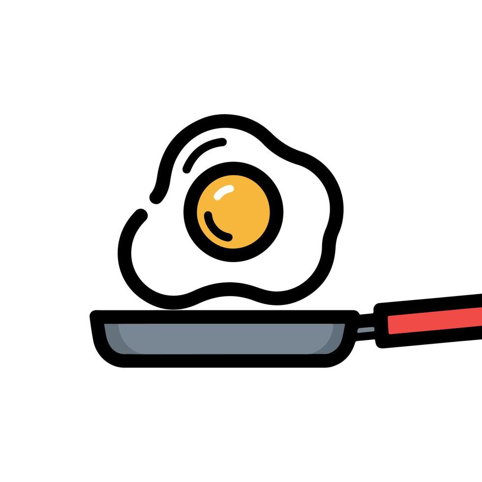 Frying egg in pan illustration image for cooking tutorials vector