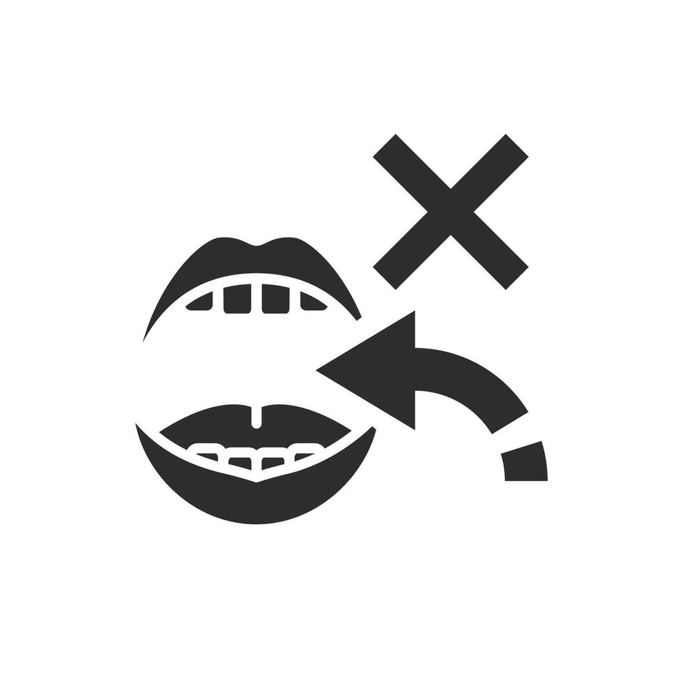 no swallowing or no take into icon, do not ingest, protect from ingestion hazard, flat web symbol - illustration vector